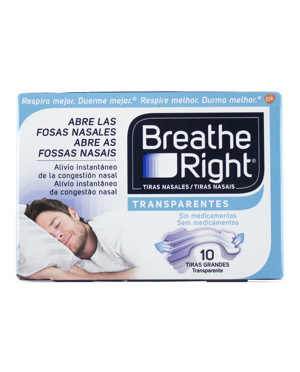 Tiras Nasais Transparentes Grande 10 Uni. Breathe Right 1