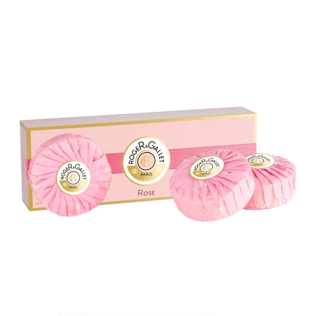 Caixa de 3 Sabonetes Perfumados Relaxantes Rose 3x100g Roger & Gallet 1