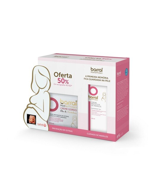 Imagem 0 de Kit Creme Gordo Óleo de Amêndoas 200ml + Creme Protetor de Mamilos 40ml Oferta 50% Desconto Eco 4D/5D Barral MotherProtect