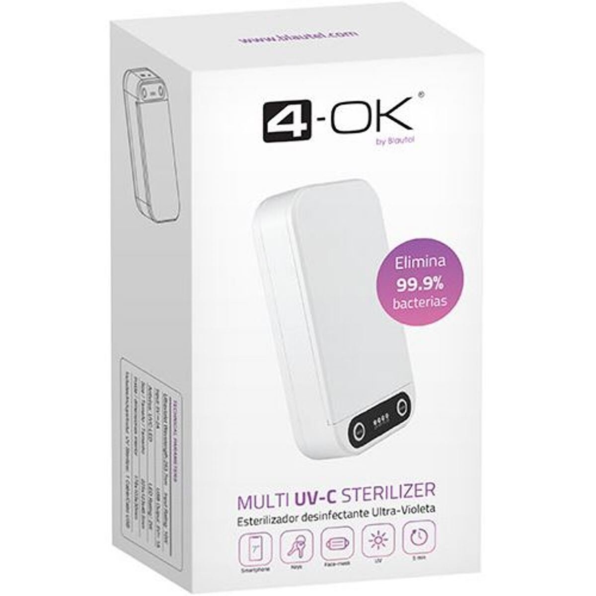 Recondicionado - Grade B - Máquina Esterilizadora Raios UV 4-OK Multi UV-C para Smartphones, Máscaras e Acessórios - Branco Branco-4