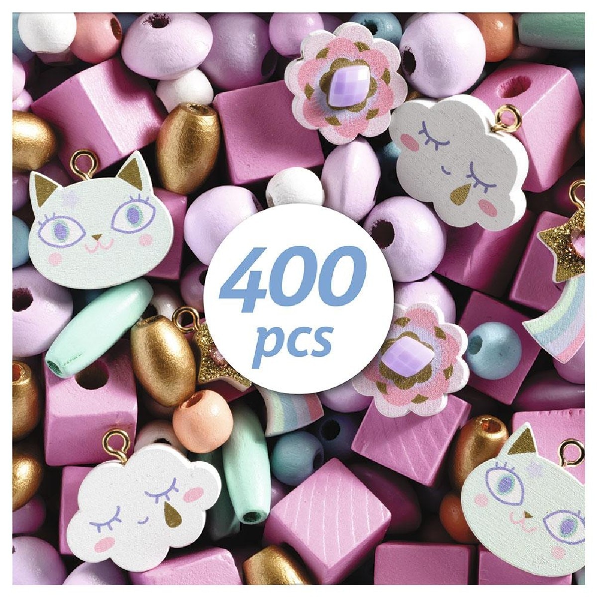 Set 400 contas de Madeira Arcoíris 3