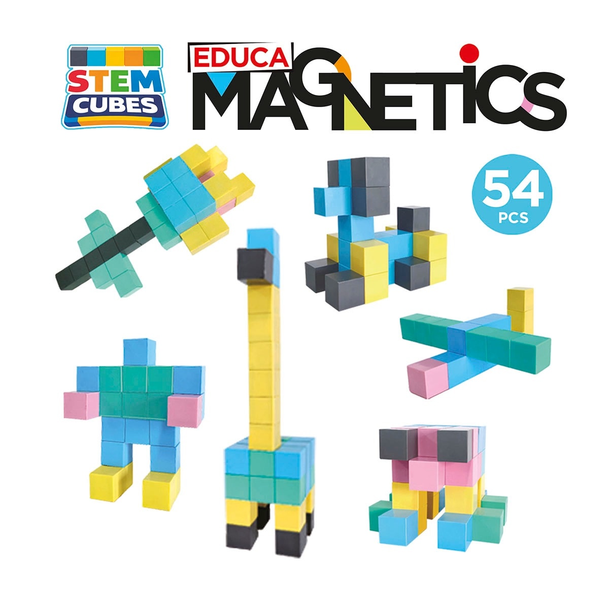 Cubos magnéticos de construção «Stem» da Magnetics, 54 peças 3