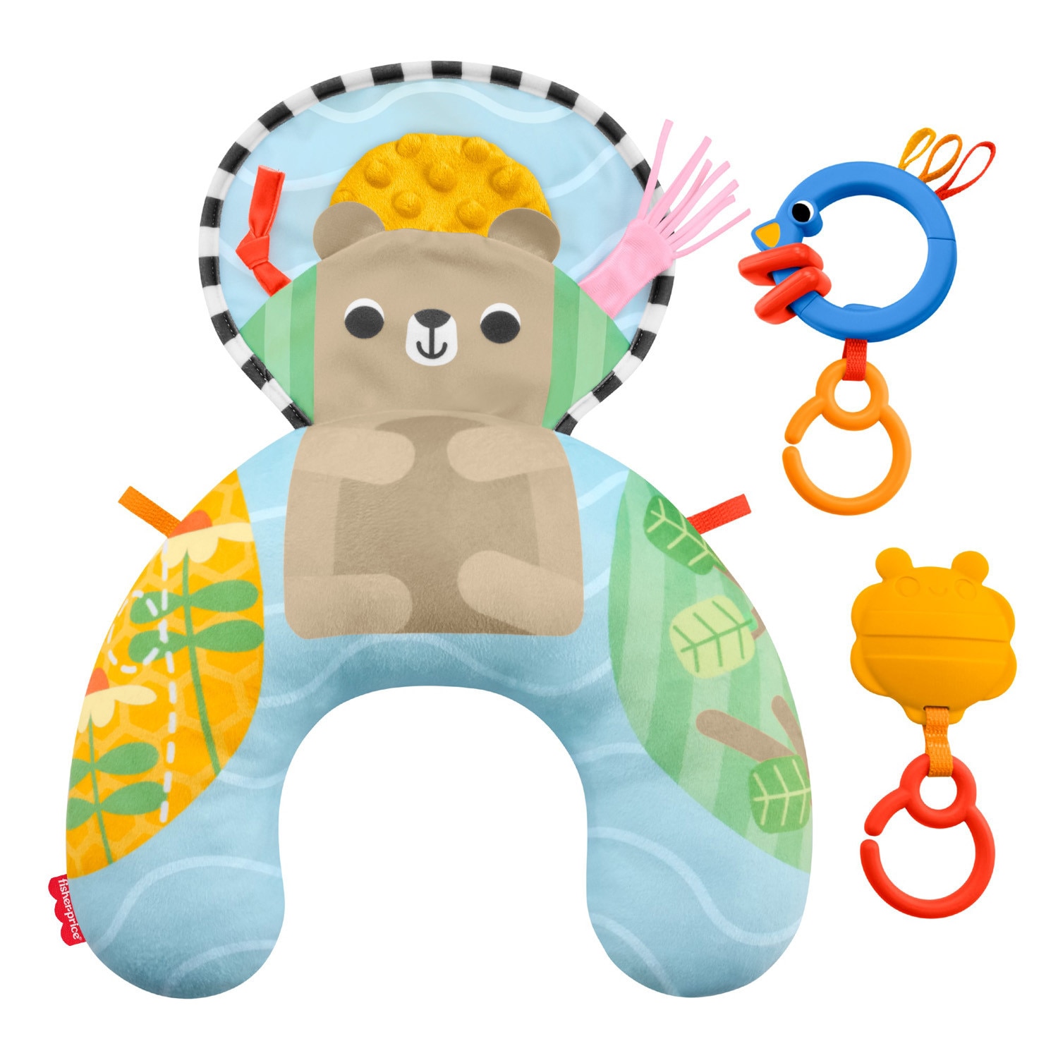 Almofada de Brincar de Barriga para Baixo Aventuras Sensoriais com Mordedor e Chocalho 2
