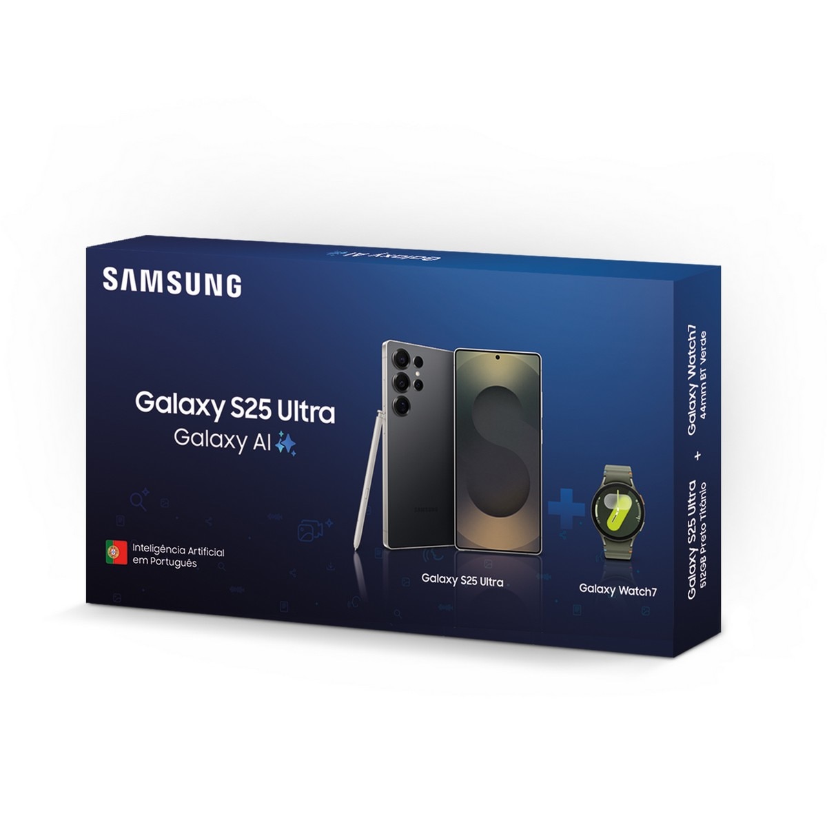 Imagem 0 de Bundle Smartphone Samsung Galaxy S25 Ultra 5G 512GB + 12GB RAM 6.9" - Preto Titânio e Smartwatch Galaxy Watch 7 44mm - Verde