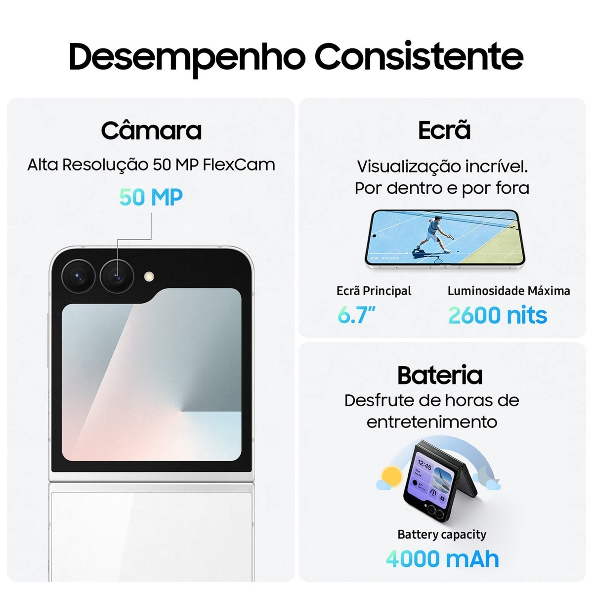 Smartphone Samsung Galaxy Z Flip7 FE 8GB + 256GB, 6,7" + 3,4" Dual-SIM Preto-4