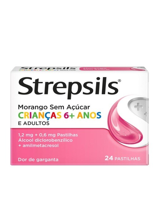 Strepsils Morango Sem Açúcar - 24 Pastilhas 1