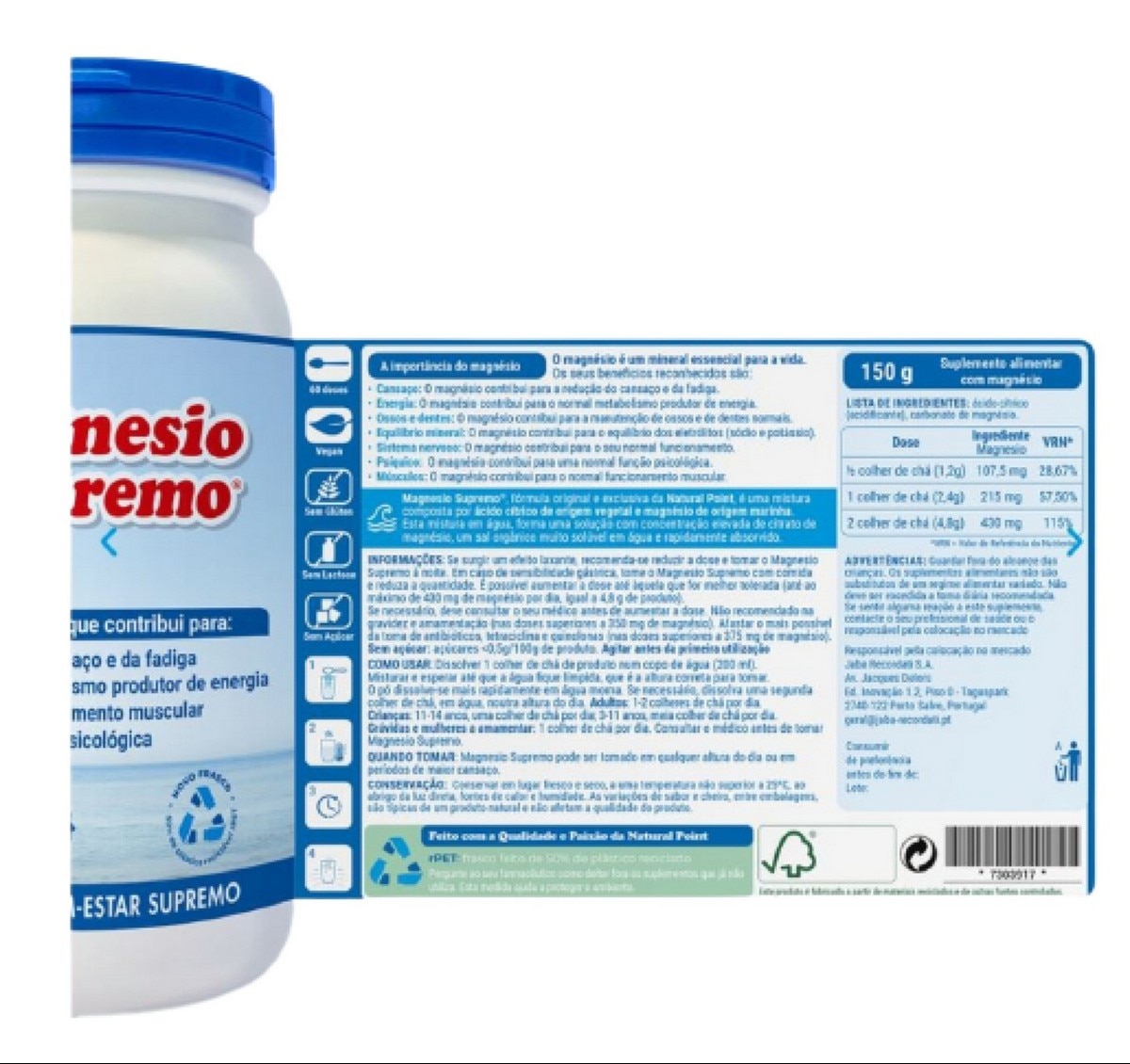 Suplemento Alimentar Magnesio Supremo Pó - 150 g 2