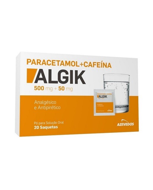 Imagem 0 de Paracetamol + Cafeína Algik, Analgésico - 20 Saquetas
