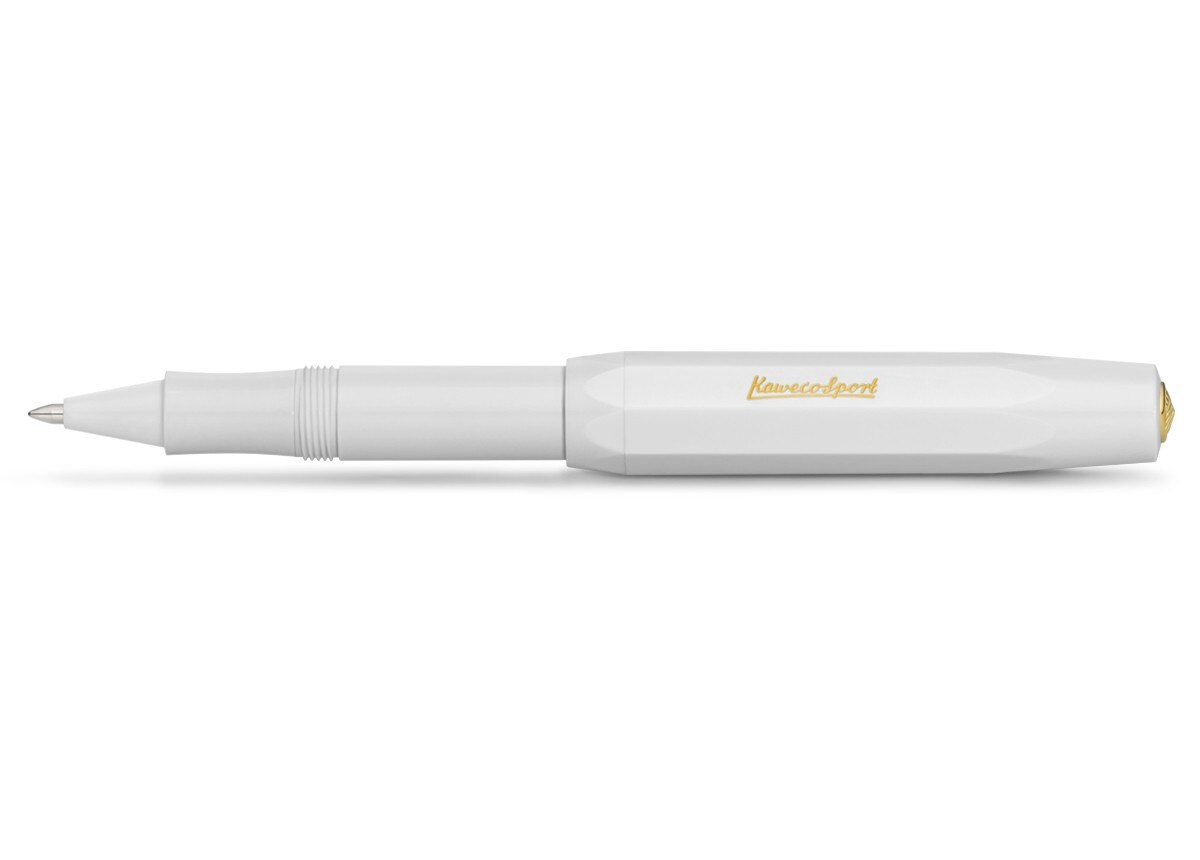 Caneta esferográfica com tampa Sport Classic Kaweco branca e dourada 1