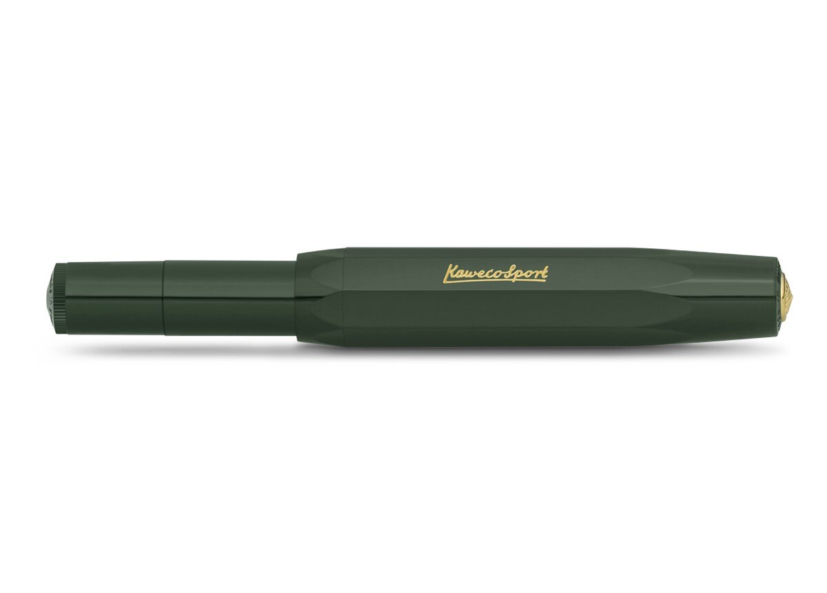 Caneta esferográfica com tampa Sport Classic Especial Kaweco verde e dourada 2