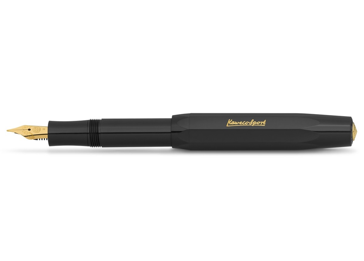 Imagem 0 de Caneta de aparo Sport Classic Kaweco preta e dourada