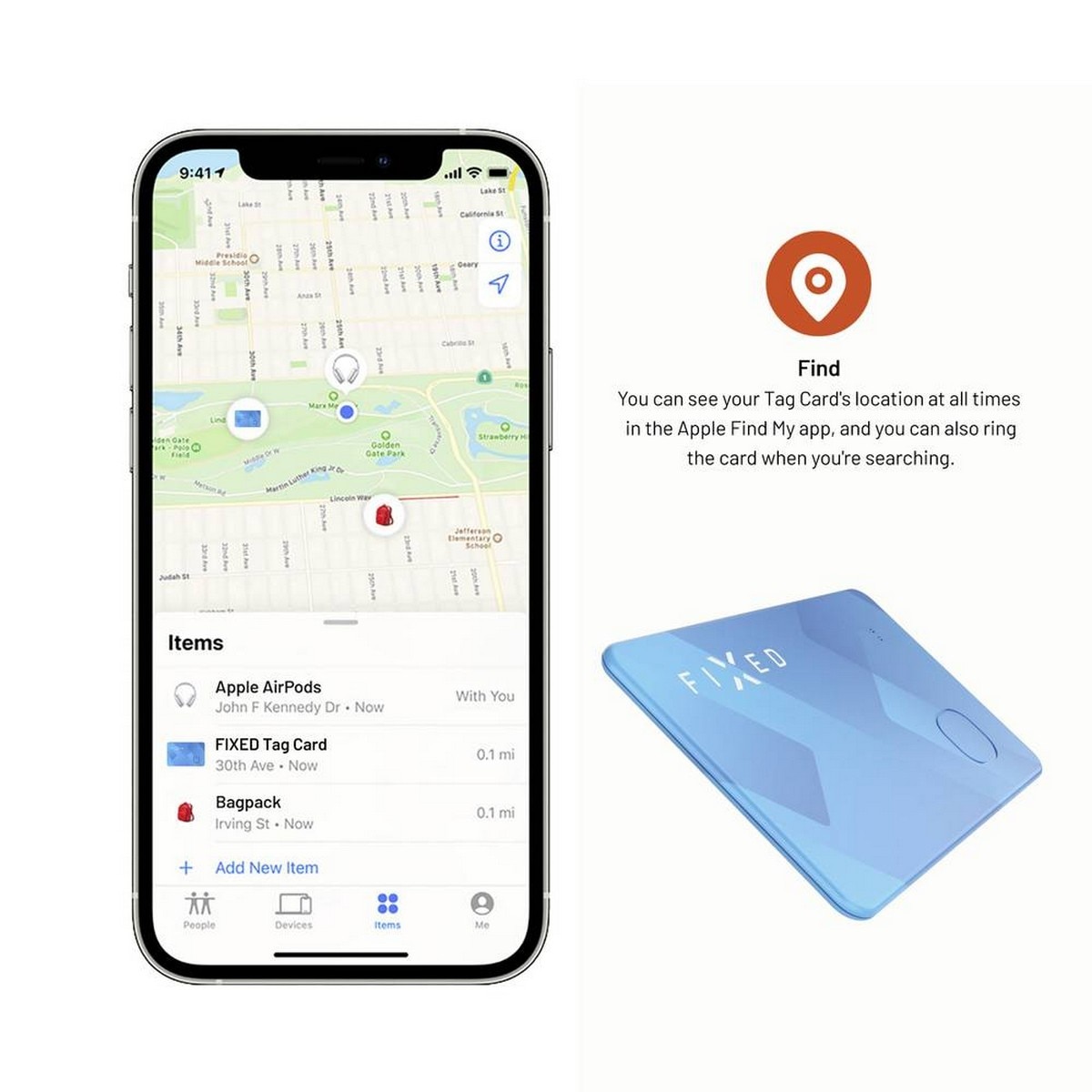 Tracker Card Fixed Location Card for Apple "Find My" - Azul 11