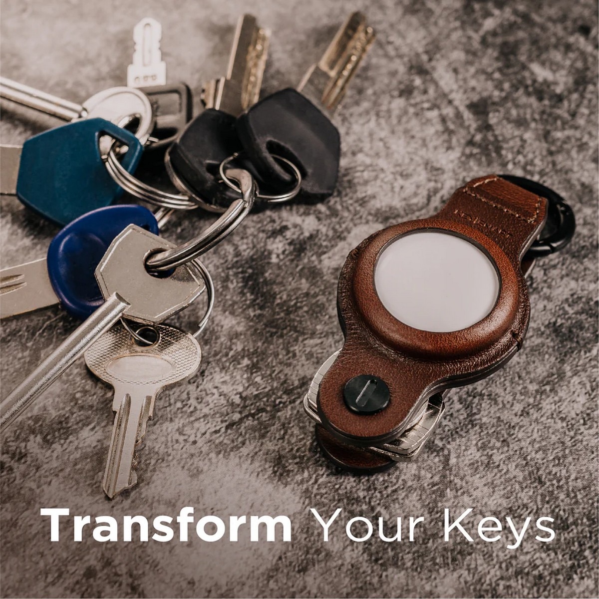 Porta-Chaves KeySmart para AirTag - Couro Castanho 7