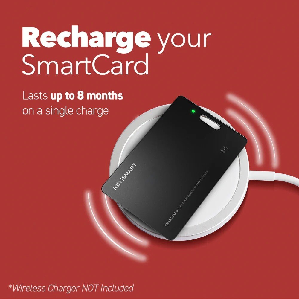 Cartão KeySmart® SmartCard com App Find My da Apple Carregamento sem Fio Preto-2