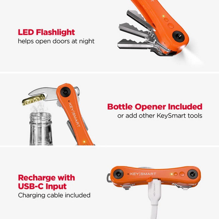 Porta-Chaves KeySmart iPro V3 KS431-ORG-V3 Apple Find My - Laranja Laranja-4