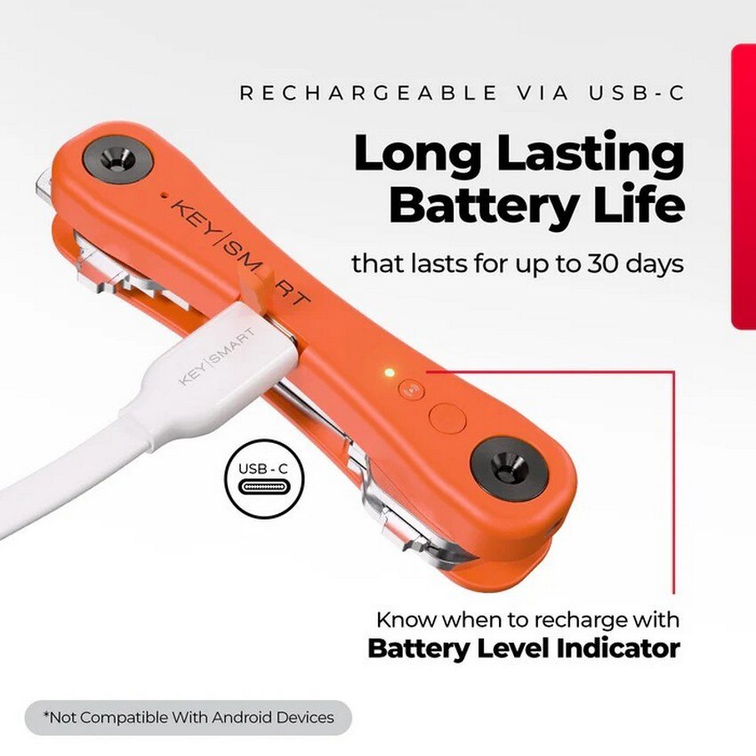 Porta-Chaves KeySmart iPro V3 KS431-ORG-V3 Apple Find My - Laranja Laranja-5