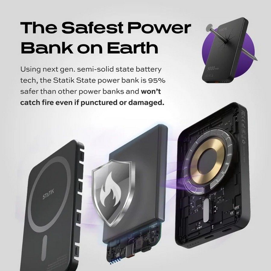 Powerbank Statik Power 5,000mAh Semi-Solid - Preto 2