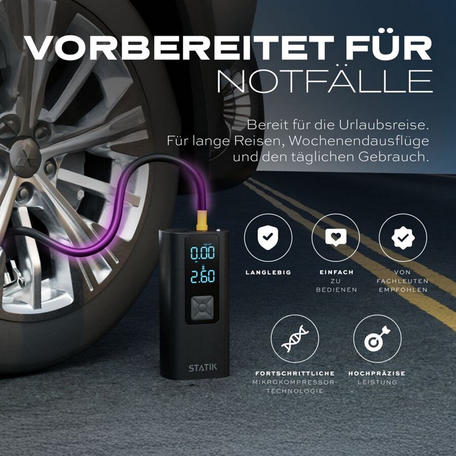 Bomba de Ar sem Fios Statik Tirehero 6000mAh - Preto 3