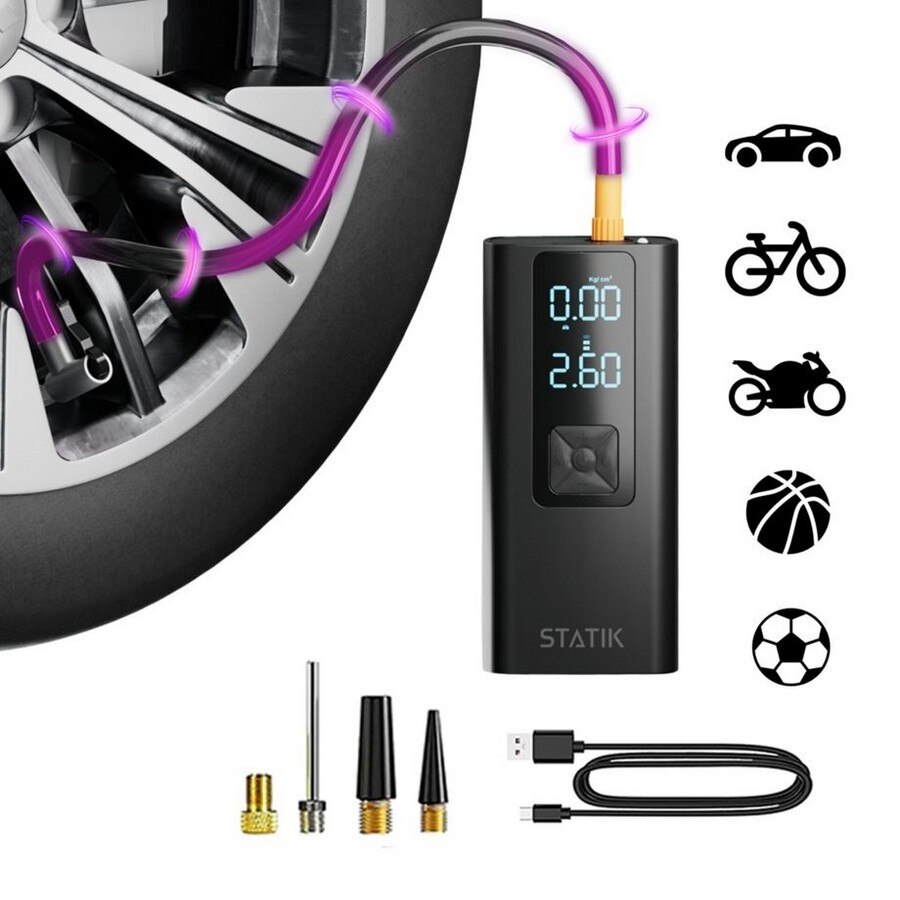 Bomba de Ar sem Fios Statik Tirehero 6000mAh - Preto 4