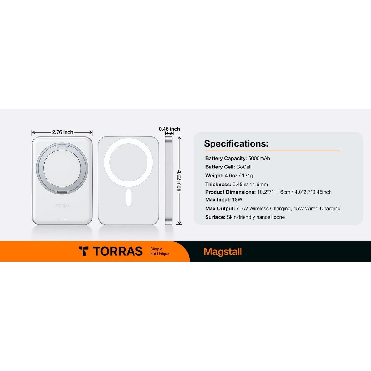 Powerbank Magstall Ostand Wireless 360º 5000MAH - White 8