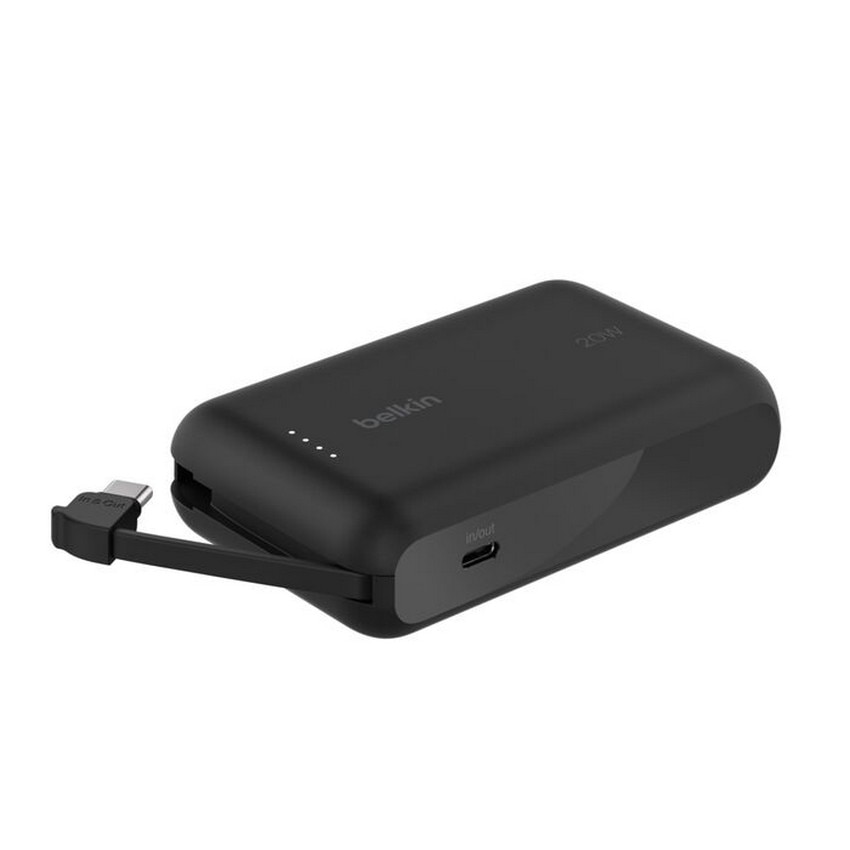 Bateria Externa Belkin 10K com Cabo Integrado - Preto Preto-1