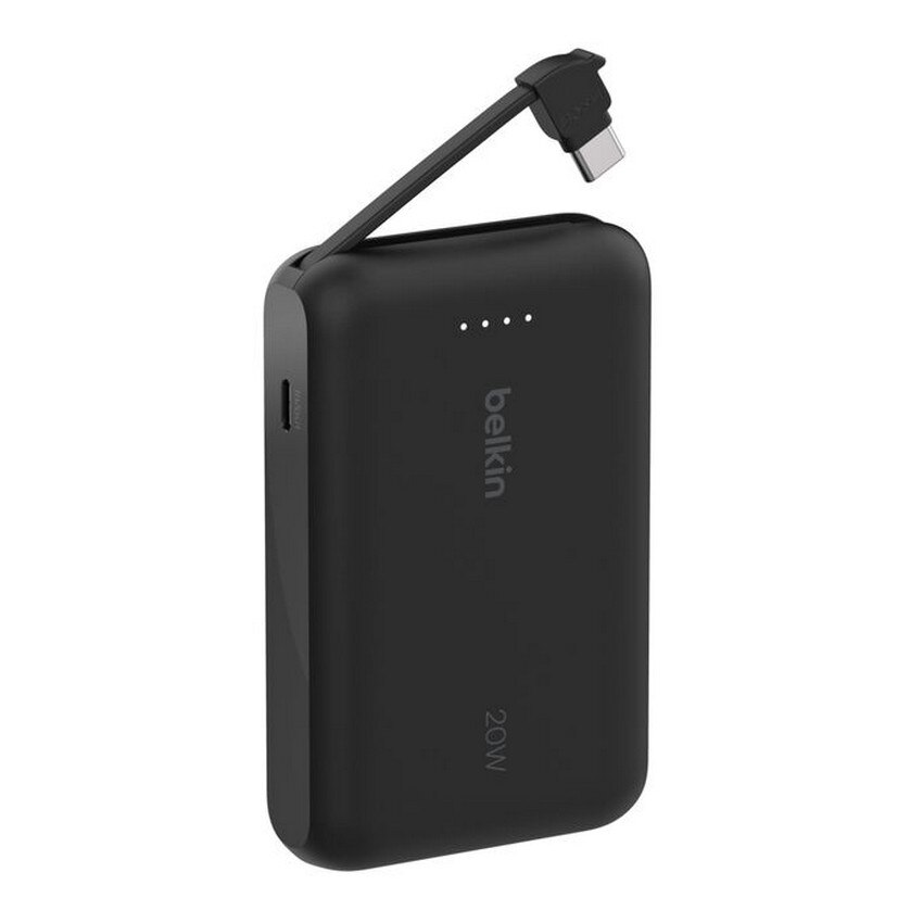 Bateria Externa Belkin 10K com Cabo Integrado - Preto Preto-2