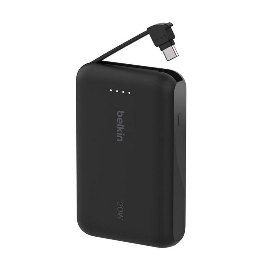 Bateria Externa Belkin 10K com Cabo Integrado - Preto Preto-3