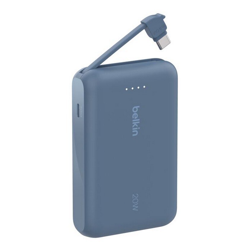 Bateria Externa Belkin 10K com Cabo Integrado - Azul Azul-2