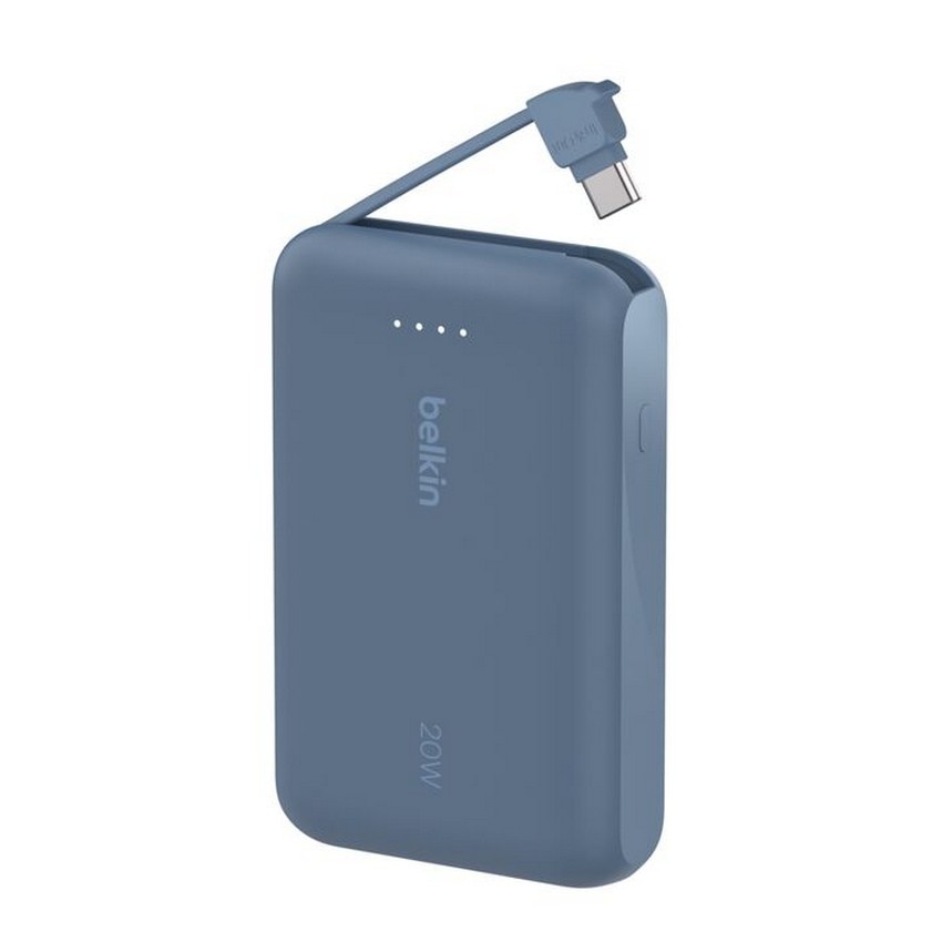 Bateria Externa Belkin 10K com Cabo Integrado - Azul Azul-3