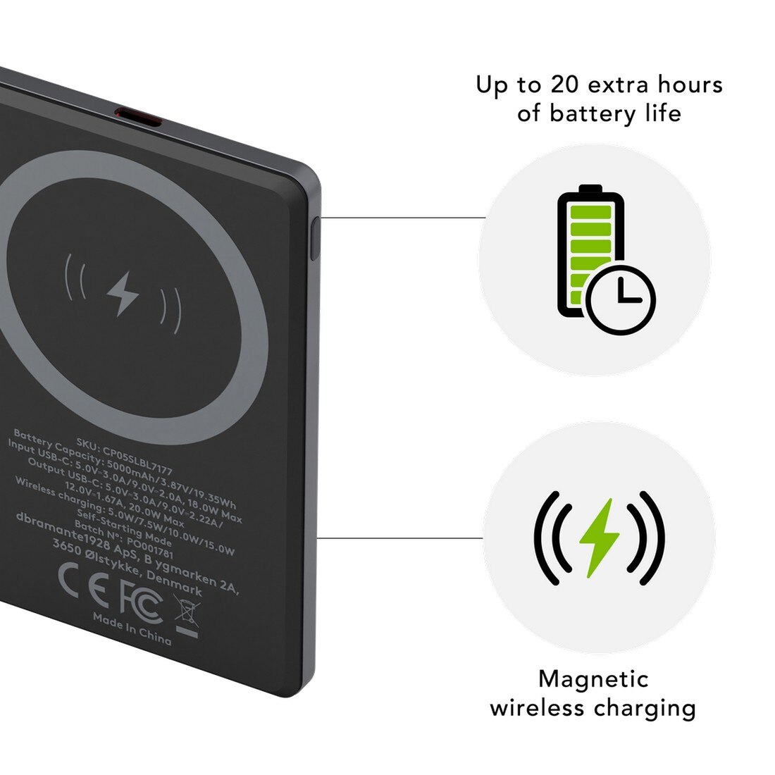 Powerbank Dbramante1928 Re-charge 5K Wireless v2 - Cinzento Cinzento-3