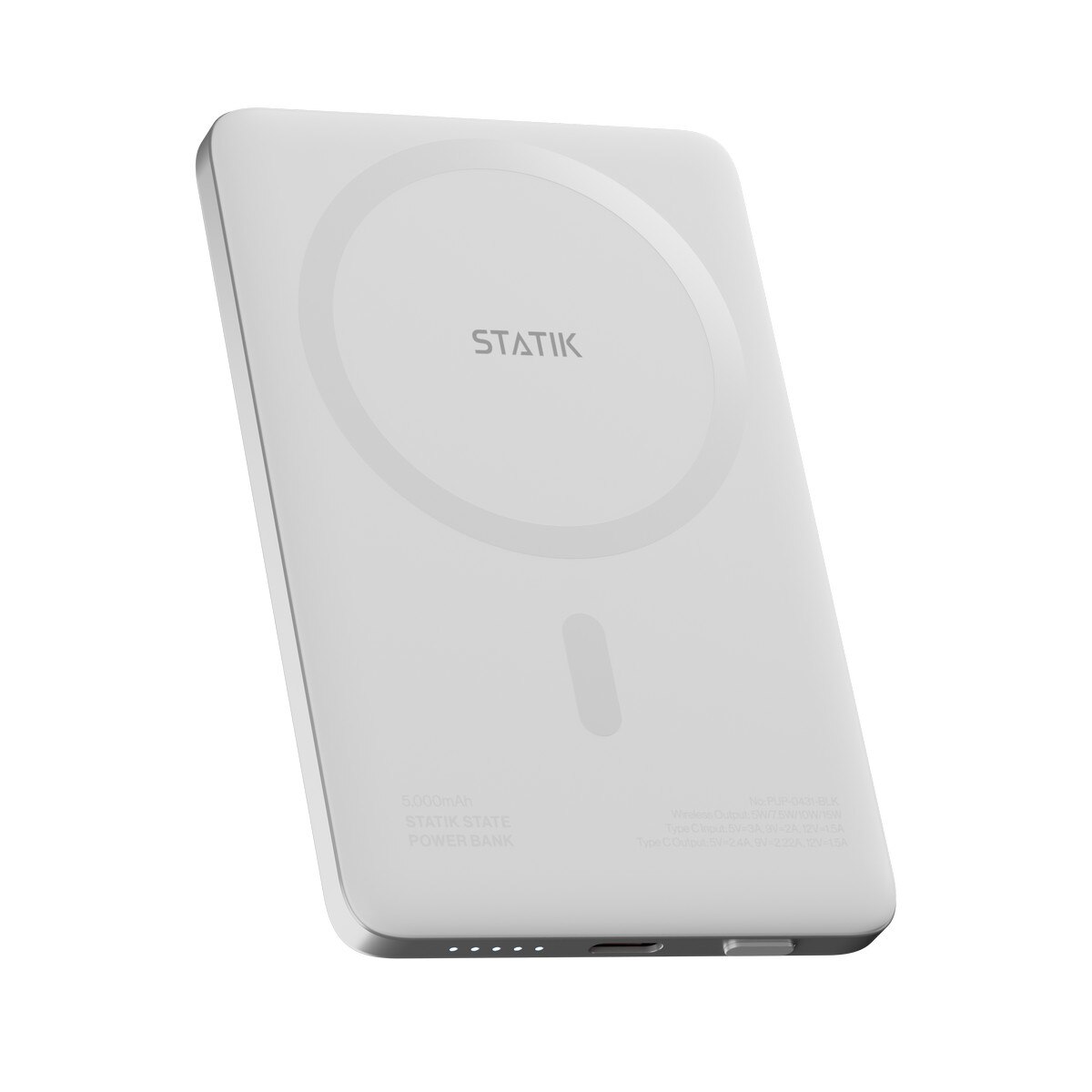 Power Bank Statik State With Semi-solid Electrolyte Technology, 5000mAh MagSafe-Compatible V2 - White White-4
