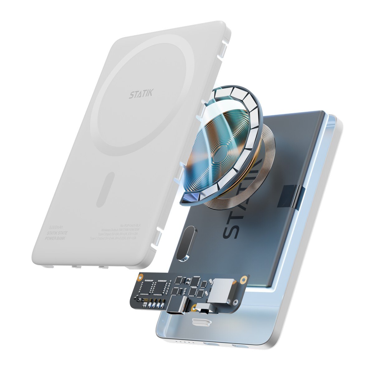 Power Bank Statik State With Semi-solid Electrolyte Technology, 5000mAh MagSafe-Compatible V2 - White White-6