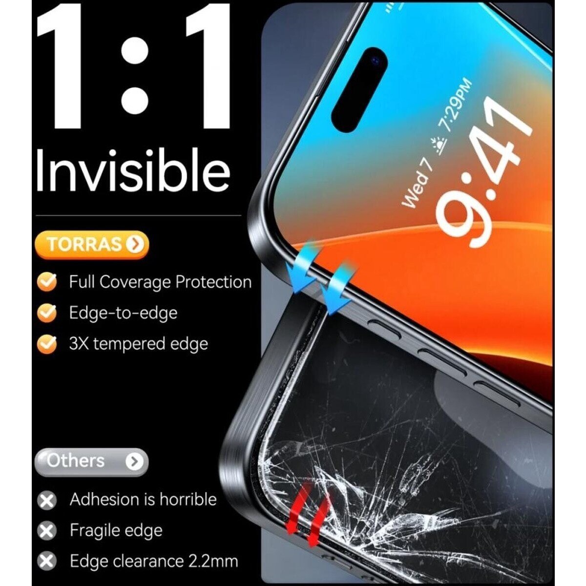 Película de Vidro Torras para iPhone 16 3