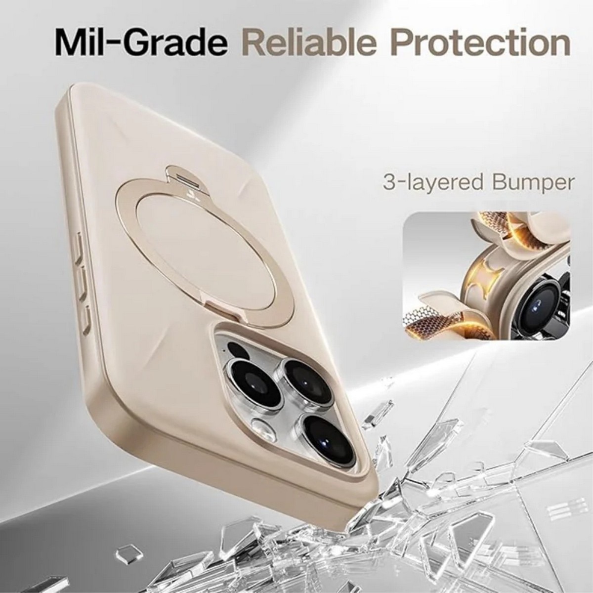 Capa Torras Ostand Spin Fusion com MagSafe para iPhone 16 Pro - Desert Gold 4