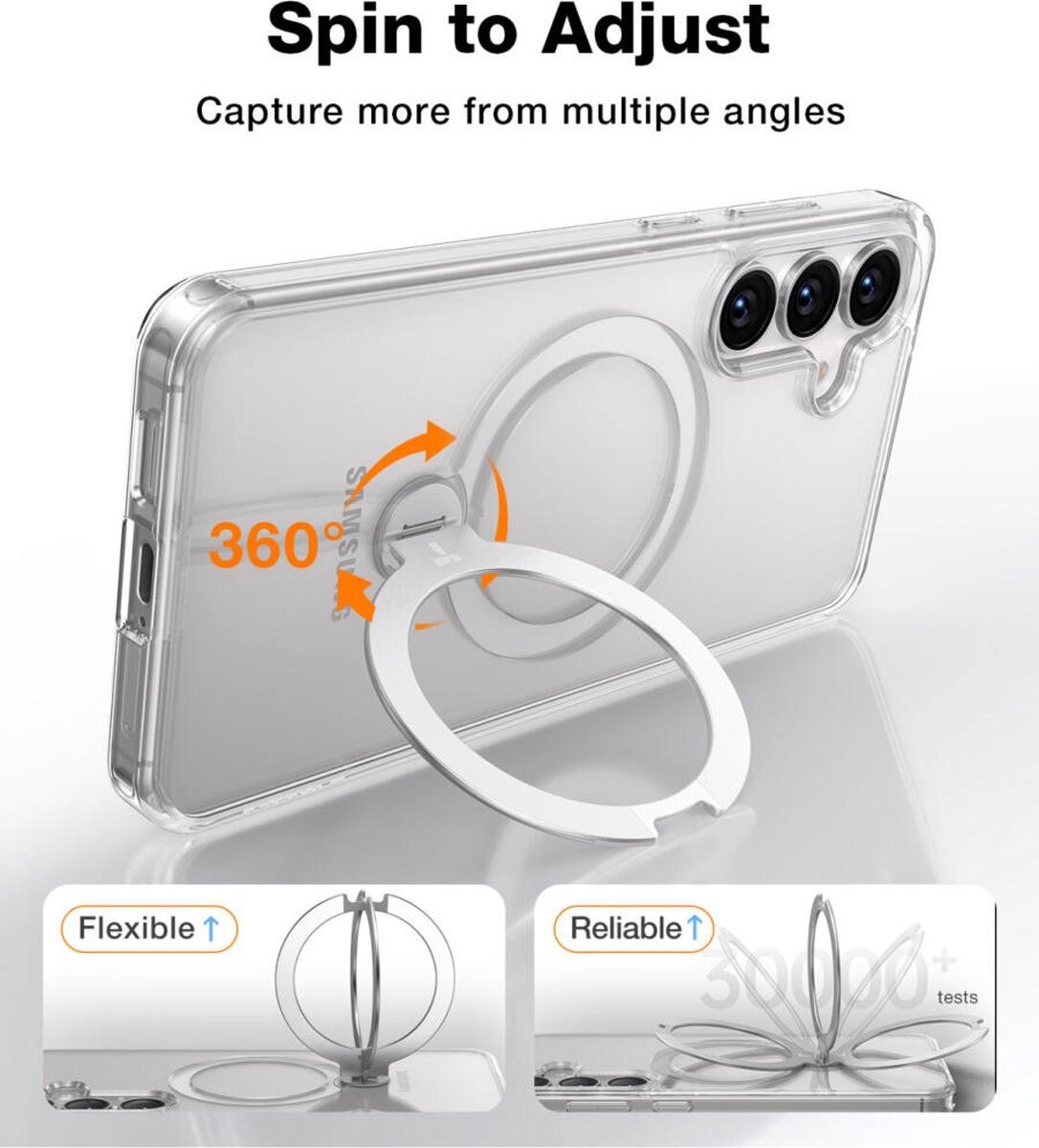 Capa Torras Ostand Spin para Samsung Galaxy S25 - Transparente 3