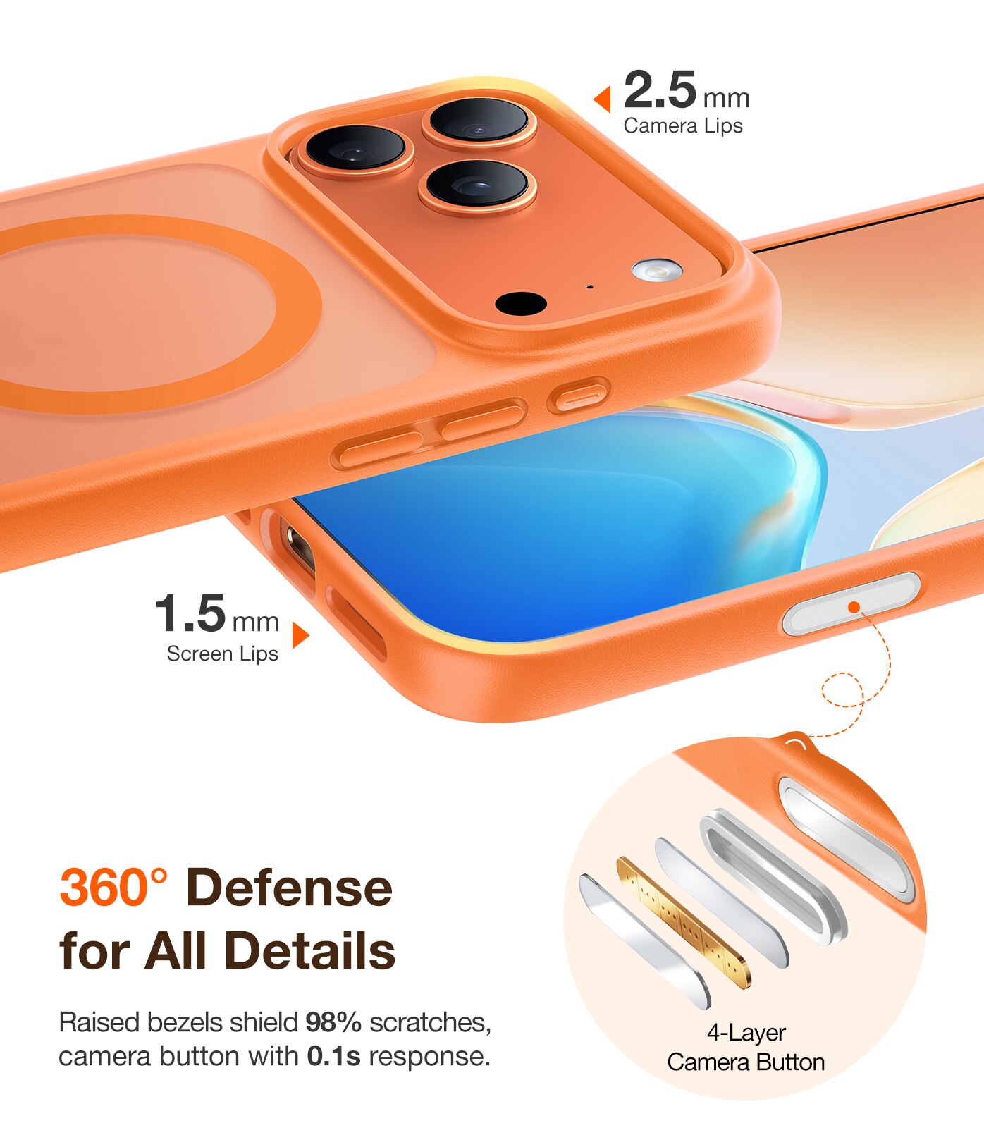 Capa Torras Guardian iPhone 17 Pro com MagSafe - Laranja Laranja-8