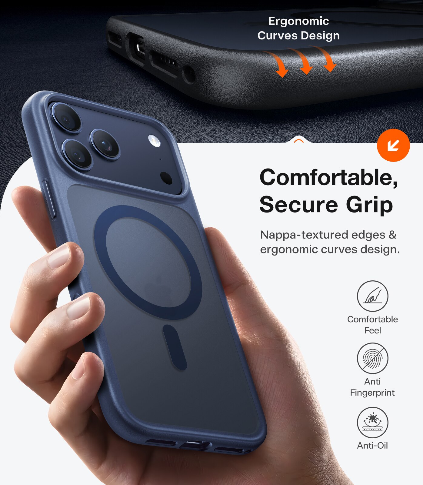 Capa Torras Guardian iPhone 17 Pro com MagSafe - Azul Meia-Noite Midnight Blue-5