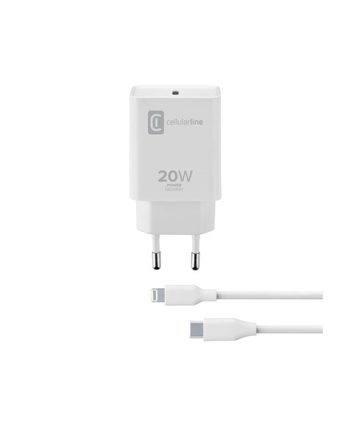 Imagem 0 de Carregador Cellular Line USB-C 20W + Lightning - Branco