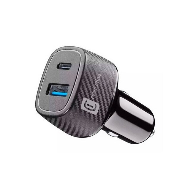Imagem 0 de Carregador de Isqueiro Cellular Line USB+ USB-C 30W - Preto