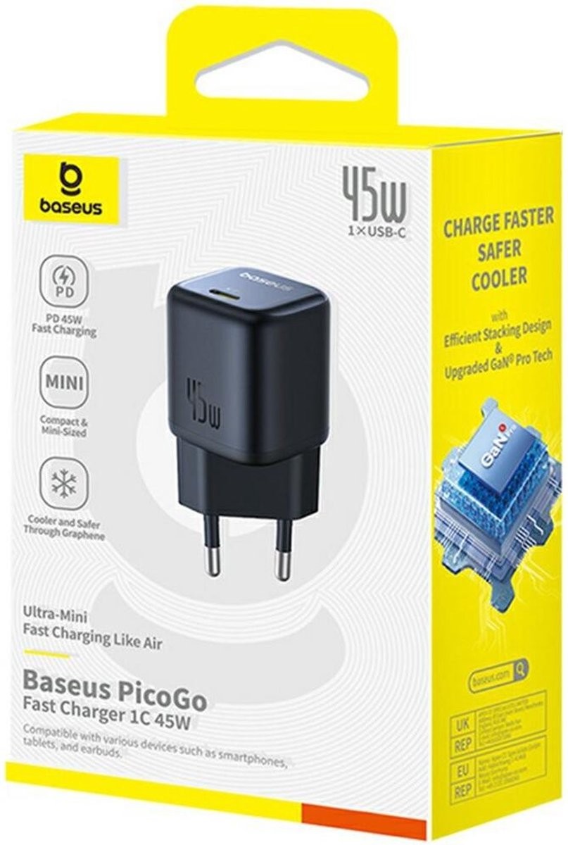 Carregador Baseus PicoGo GaN Fast Charger Ultra-Mini 45W USB-C - Preto 7