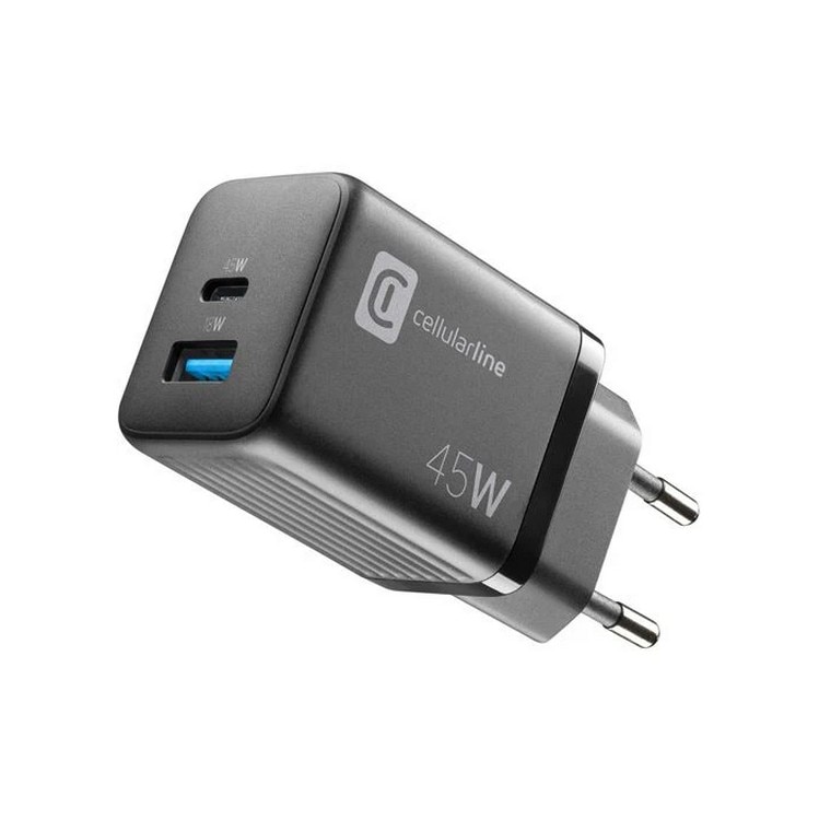 Imagem 0 de Carregador Cellular Line GaN USB+ USB-C Multipower Micro 45W - Preto