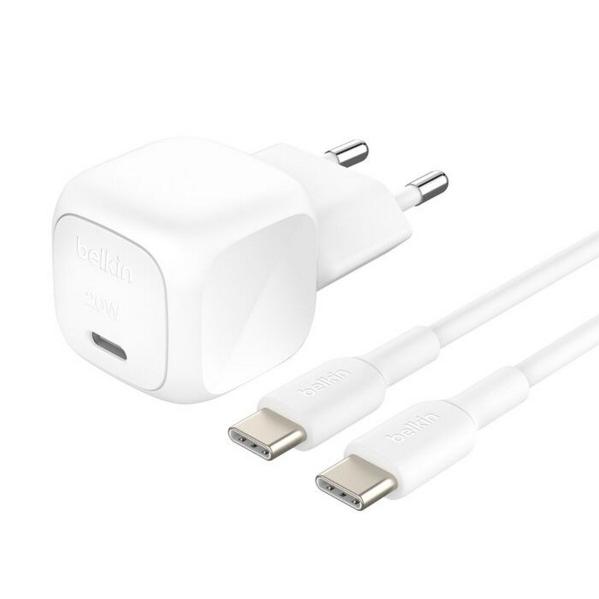 Carregador de Parede Belkin Compacto USB-C de 20 W + Cabo USB-C - Branco Branco-1