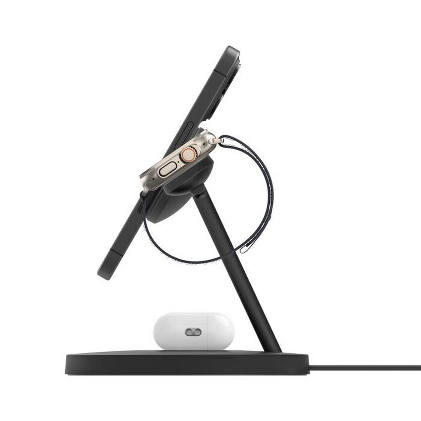 Suporte de Carregamento Belkin sem Fios, 3 em 1, com Qi2 de 15 W - Preto Preto-4