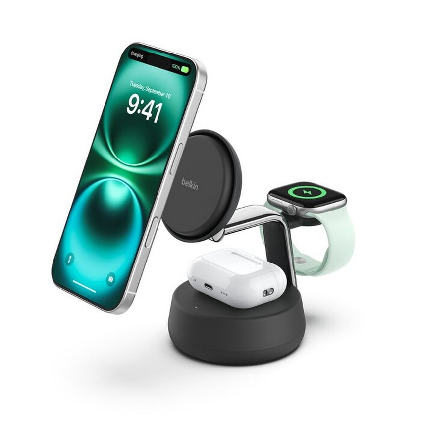 Imagem 0 de Estação de Carregamento Magnética Belkin 3 em 1 com Tecnologia Qi2 de 25 W - Cinzento Escuro