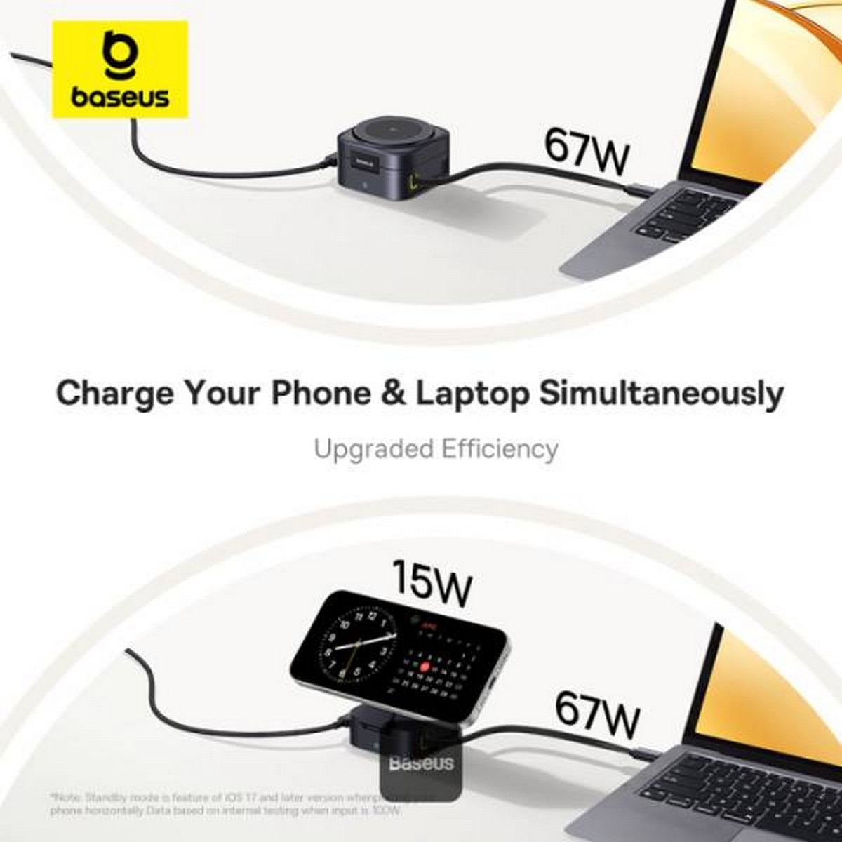 Carregador Wireless Baseus PicoGo 2-in-1 Magnetic MagSafe Charger Qi2 67W - Preto 4