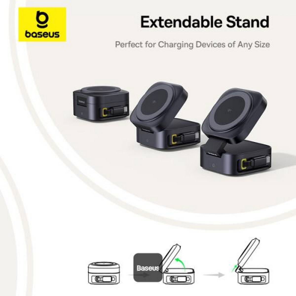 Carregador Wireless Baseus PicoGo 2-in-1 Magnetic MagSafe Charger Qi2 67W - Preto 5