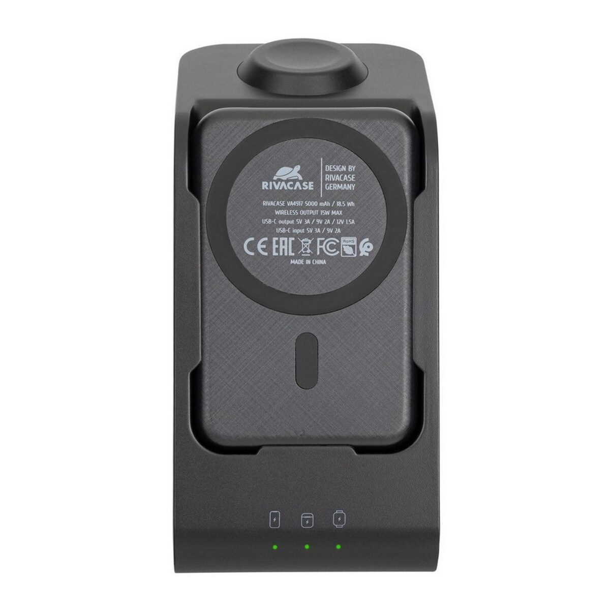 Carregador Rivacase MagSafe Qi Wireless 15W QC/PD20W Bateria Portátil 3 em 1 de 5000 mAh 5