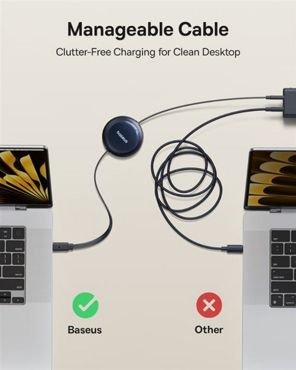 Cabo Compacto Baseus-Nomos de Carga Rápida USB-C a USB-C 100W 1,5m - Preto 9