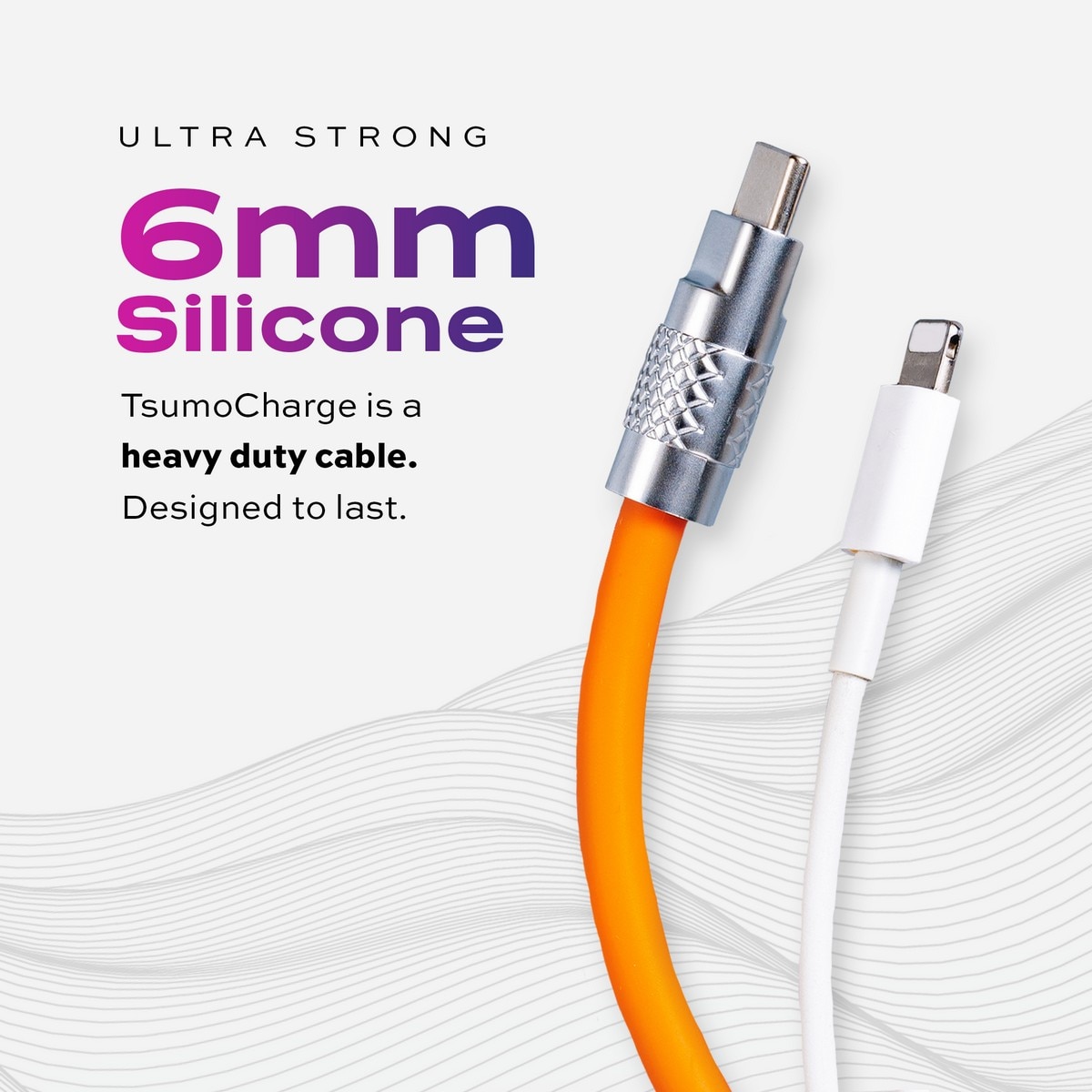 Cabo TsumoCharge Statik USB-C Silicone para USB-C de 100W e de 2 m - Laranja Laranja-2