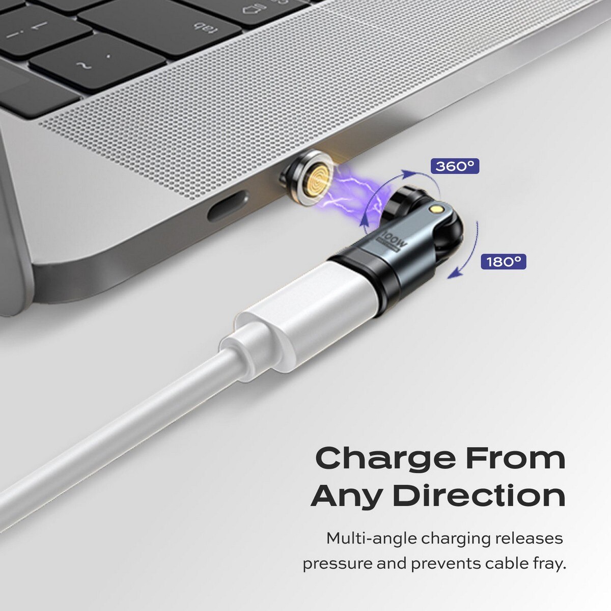 Adaptador Statik 360 Pro USB-C de 100 W com Carregamento e Sincronização Magnéticos Preto-4
